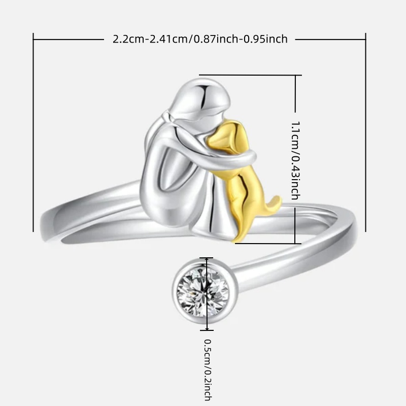 Women's Dog Ring with Synthetic Zirconia & K Plating
